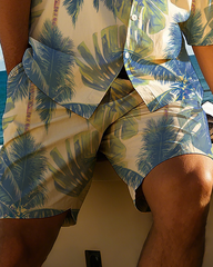 Hawaiian Vacation Style Men's Plus Size Pockets Shirt Shorts Suit