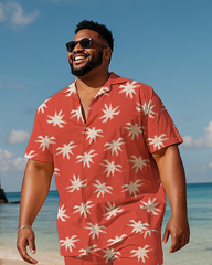 Hawaiian Vacation Style Men's Plus Size Pockets Shirt Shorts Suit
