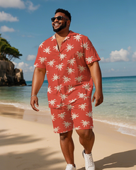 Hawaiian Vacation Style Men's Plus Size Pockets Shirt Shorts Suit