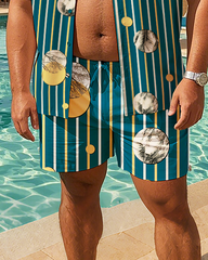 Hawaiian Vacation Style Men's Plus Size Pockets Shirt Shorts Suit