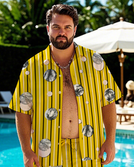 Hawaiian Vacation Style Men's Plus Size Pockets Shirt Shorts Suit
