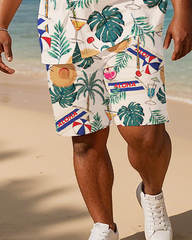 Hawaiian Vacation Style Men's Plus Size Pockets Shirt Shorts Suit