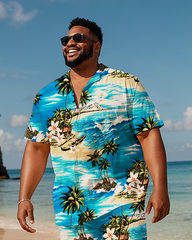 Hawaiian Vacation Style Men's Plus Size Pockets Shirt Shorts Suit