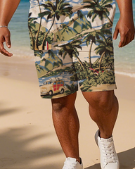 Hawaiian Vacation Style Men's Plus Size Pockets Shirt Shorts Suit