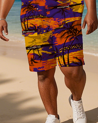 Hawaiian Vacation Style Men's Plus Size Pockets Shirt Shorts Suit