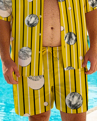 Hawaiian Vacation Style Men's Plus Size Pockets Shirt Shorts Suit