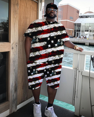 American Flag Men's Plus Size T-Shirt & Shorts Suit
