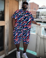 American Flag Men's Plus Size T-Shirt & Shorts Suit