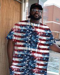American Flag Men's Plus Size T-Shirt & Shorts Suit