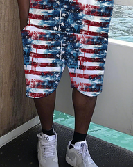 American Flag Men's Plus Size T-Shirt & Shorts Suit