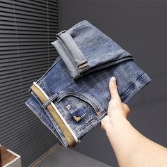 Plus Size Men's Retro Stretched Thin Jeans