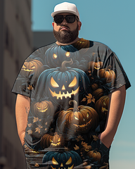 Men's Spooky Pumpkin Lamp Plus Size T-Shirt & Short