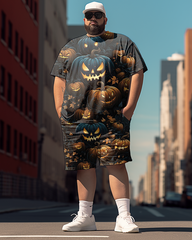 Men's Spooky Pumpkin Lamp Plus Size T-Shirt & Short