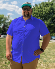 Men's Blue Plus Size Short Sleeve Shirt