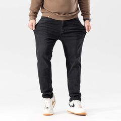 Plus Size Men's Stretched Winter Jeans , Wide-Leg Jeans , Embossed Jeans