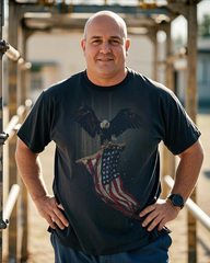 Eagles and Bones American flag Men's Plus Size Short Sleeve T-Shirt
