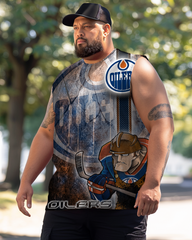 Men's Plus Size Printed Sleeveless T-Shirt