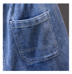 Plus Size Men's Elastic Waist Drawstring Denim Shorts
