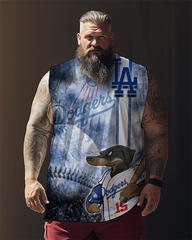 Bedrucktes ärmelloses T-Shirt für Herren in Übergröße