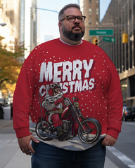 Herren-Sweatshirts mit Aufschrift „Merry Christmas & A Happy New Year“ und Weihnachtsmann-Motorrad in Übergröße