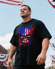Independence Day Skull Men's Plus Size Short Sleeve T-Shirt