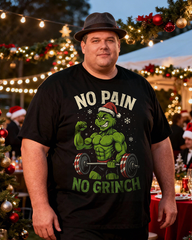 No Pain No Grinch Men's Cotton Big & Tall T-shirt