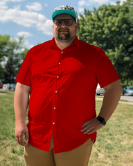 Men's Red Plus Size Short Sleeve Shirt