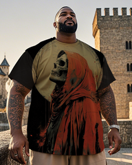 T-shirt à manches courtes pour homme avec tête de mort, grande taille