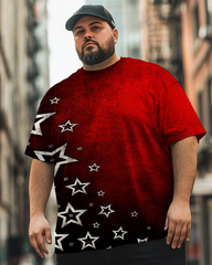 Men's colour mixing star pattern Plus Size T-Shirt