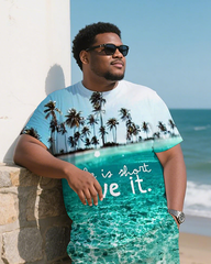 Summer Vibes Men's Plus Size T-Shirt & Shorts Suit