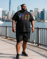 TMNT Men's Plus Size T-Shirt & Shorts Suit