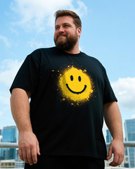 Yellow Smiley Men's 100% Cotton Big & Tall T-Shirt