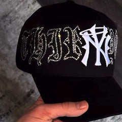 NEW ERA NY CRYSTALS BLACK/WHITE HOT DIAMOND EMBROIDERED CASUAL BASEBALL CAP