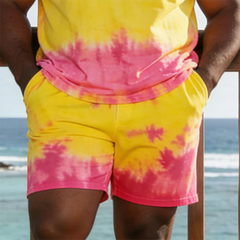 Men's Simple Vacation Big and Tall Size T-Shirt & Shorts