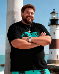 Men's Simple Vacation Big and Tall Size T-Shirt & Shorts