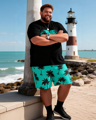 Men's Simple Vacation Big and Tall Size T-Shirt & Shorts