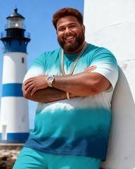 Men's Simple Vacation Big and Tall Size T-Shirt & Shorts