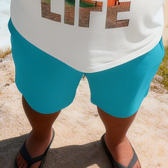 Men's Simple Vacation Big and Tall Size T-Shirt & Shorts