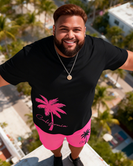 Men's Simple Vacation Big and Tall Size T-Shirt & Shorts