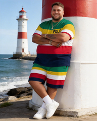 Men's Simple Vacation Big and Tall Size T-Shirt & Shorts