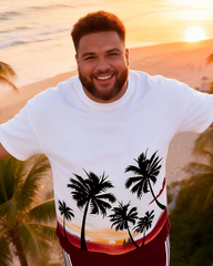 Men's Simple Vacation Big and Tall Size T-Shirt & Shorts