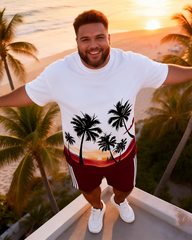 Men's Simple Vacation Big and Tall Size T-Shirt & Shorts