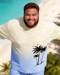 Men's Simple Vacation Big and Tall Size T-Shirt & Shorts