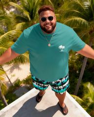 Men's Simple Vacation Big and Tall Size T-Shirt & Shorts