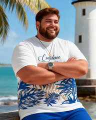 Men's Simple Vacation Big and Tall Size T-Shirt & Shorts