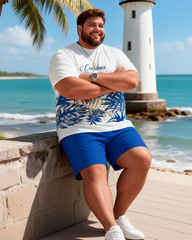 Men's Simple Vacation Big and Tall Size T-Shirt & Shorts
