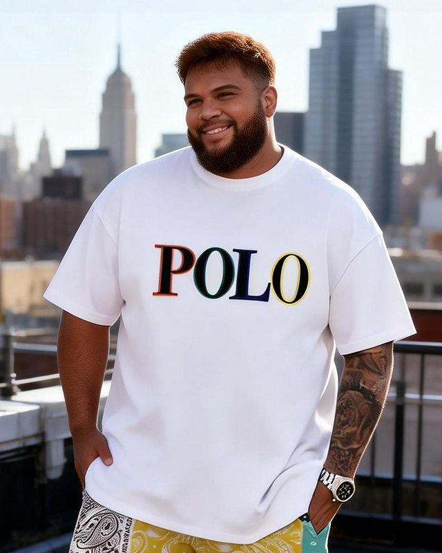 Men's Simple Vacation Big and Tall Size T-Shirt & Shorts