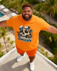 Men's Simple Vacation Big and Tall Size T-Shirt & Shorts