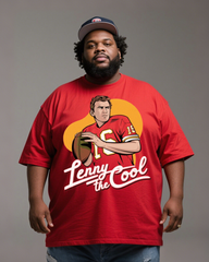 Rugby Sport Stars Print Men's Plus Size Short Sleeve T-Shirt