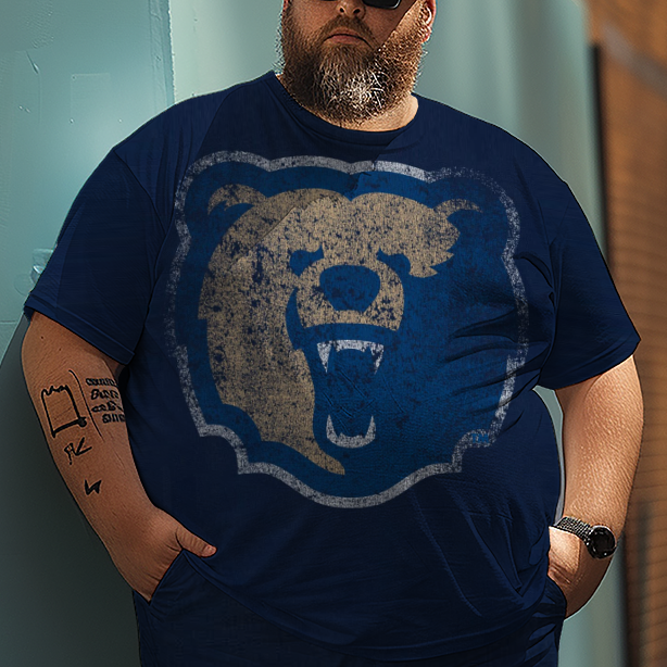 Men's Big Logo  Morgan State University Plus Size T-Shirt Set, Men's Sports Style Suit